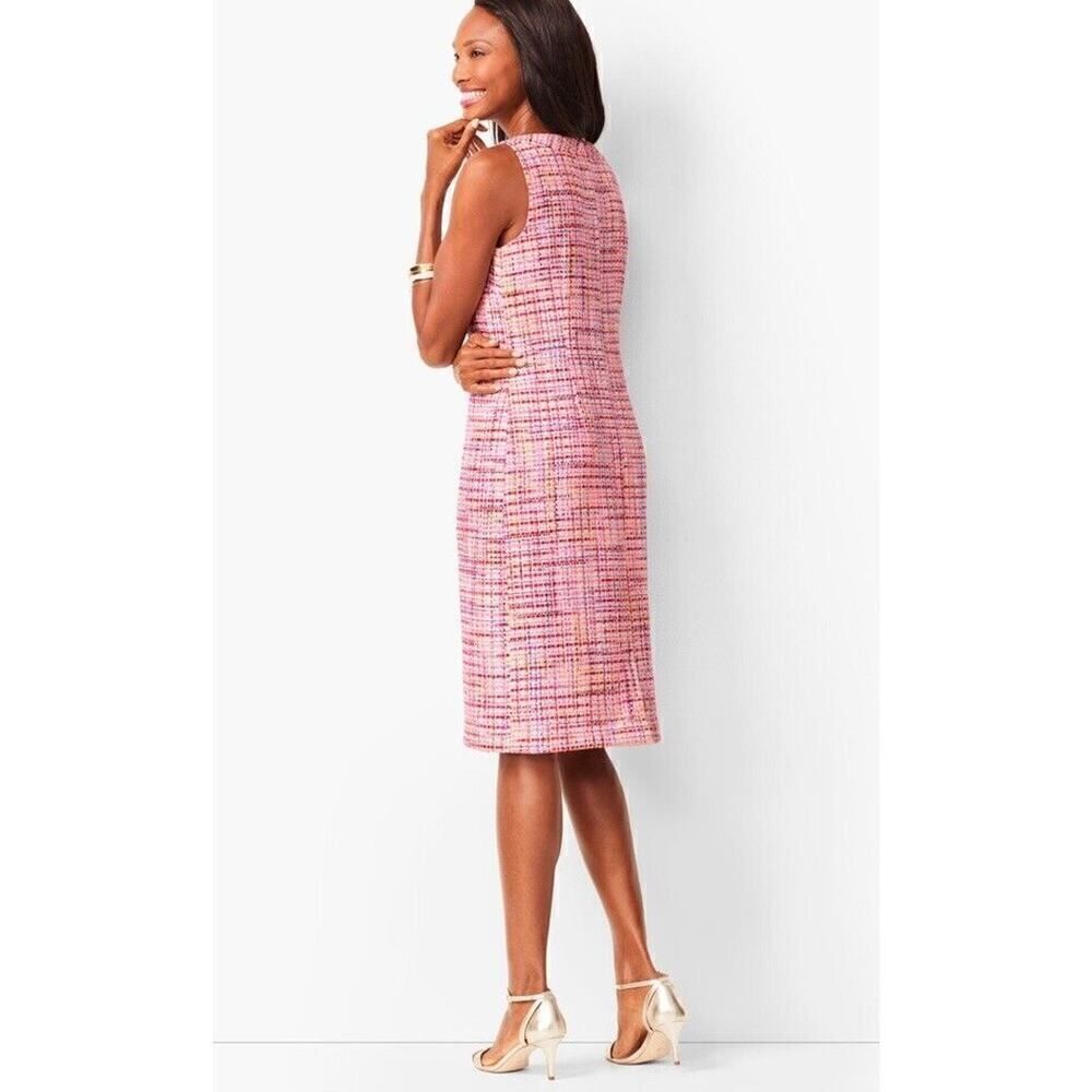 Talbots Pink Multicolor Tweed Midi Sheath Dress - Picture 3 of 15